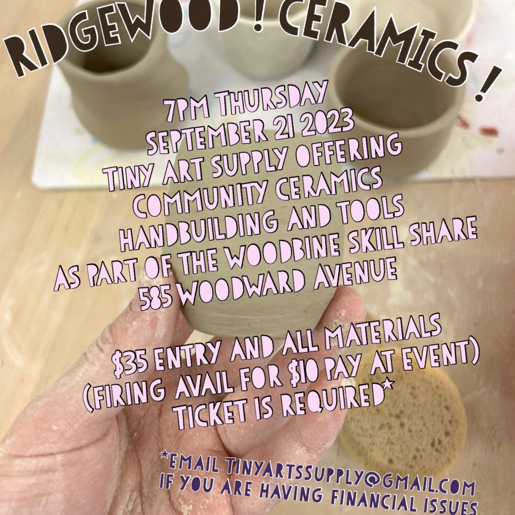Community Ceramics Skill-share Thursday, September 21st at 7pm
