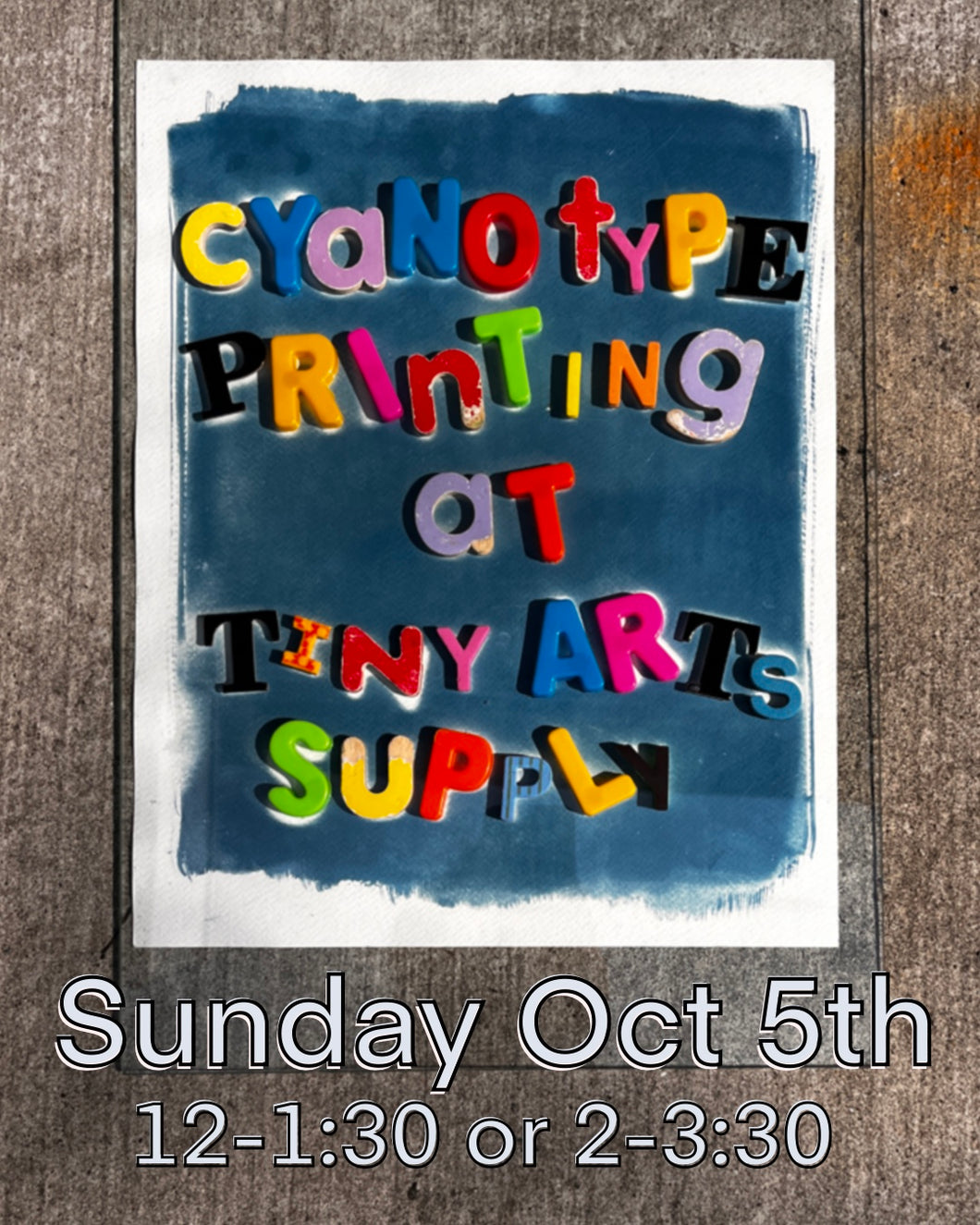 Cyanotype Printing 10/5/25 12-1:30pm AND/OR 2:00-3:30pm
