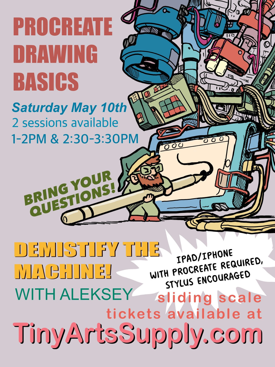 Procreate Office Hours Drawing Basics with Aleksey Saturday 5/10/25 1-2pm AND/OR 2:30-3:30pm